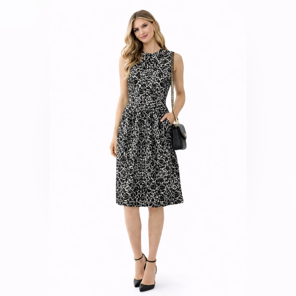 Tory Burch Black and White Midi Dress